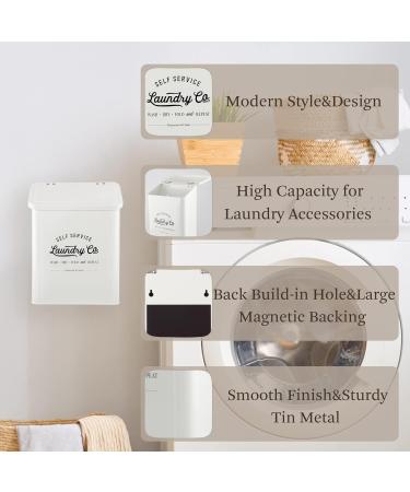 Magnetic Lint Bin for Laundry Room | Metal Trash Can with Lid | Farmhouse Lint Holder & Dryer Lint Brush - Stylish Storage Decor - Buy Online on GoSupps.com