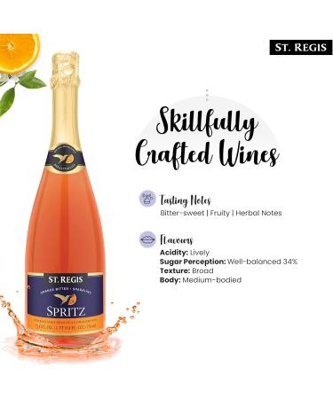 St. Regis Spritz 2 Pack (2 x 750 mL Per Bottle) - Non Alcoholic Sparkling Wine - Low Carb and Low Sugar - Perfect Food Pairing - Ideal Wedding Gifts or Gift Baskets - Enjoy Life and Flavorful Wine - Buy Online on GoSupps.com