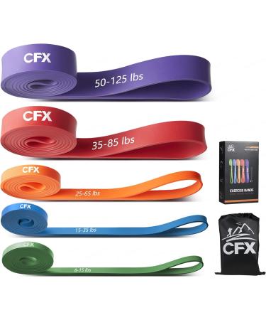 CFX Fitness Bands Set - 5 Resistance Bands Door Anchor & Training Guide for Yoga Stretching & Strength Training | 8 Piece Kit - Buy Online on GoSupps.com