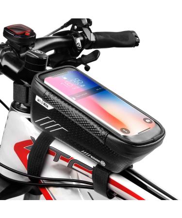 WILD MAN Bike Phone Mount Bag, Bike Accessories, Waterproof Bike Phone Holder, Mountain Bike Accessories for Adult Bikes with 3D Hard EVA, TPU Touch Screen for Phones Under 6.5 E2