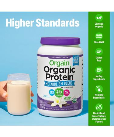 Orgain Organic Protein + Metabolism Blend Powder Vanilla Bean - 21g Plant Protein 5g Prebiotic Fiber No Lactose Ingredients Low Sugar Non-GMO for Shakes & Smoothies 1.71 lb - Buy Online on GoSupps.com