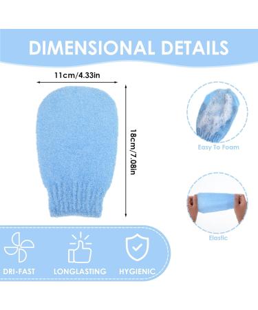 Sibba 2 Pairs Exfoliating Gloves - Body Scrubber for Shower & Bath - Removes Dirt, Dead Skin, Tan & Keratosis Pilaris - Exfoliating Mitt (Blue) - Buy Online on GoSupps.com