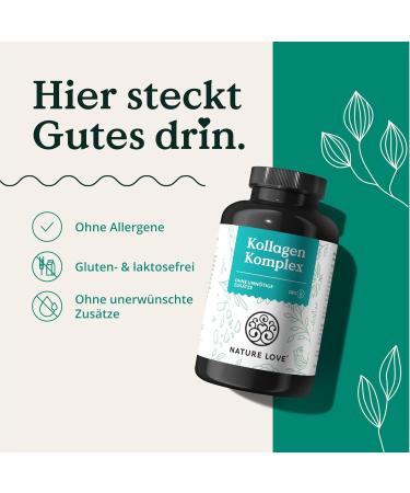 Buy Nature Love Collagen Complex - 180 Capsules with Hyaluron Biotin Selenium Zinc & Vitamin C | High-Dose Collagen Supplement Made in Germany for Glowing Skin - Buy Online on GoSupps.com