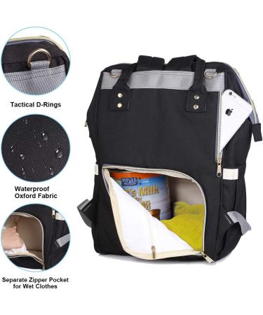 Mooedcoe Baby Diaper Backpack | Large Capacity Multifunctional Waterproof Travel Bag - Black - Buy Online on GoSupps.com