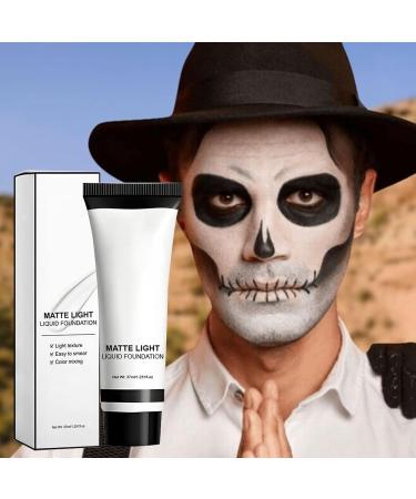 White Face Makeup Matte Foundation | 37ml Long-Lasting Matte Fluid for Clown Cosplay Adult Parties - Buy Online on GoSupps.com