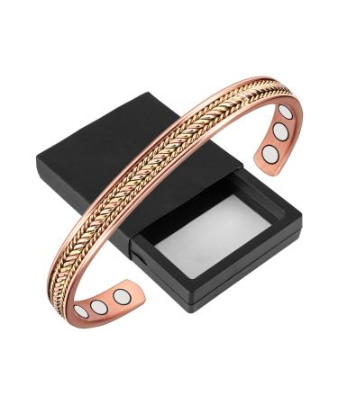 YINOX 6" Pure Copper Magnetic Bracelet for Arthritis for Women and Men with 2 Magnets Braided Cuff (CPB-0268)  - Buy Online on GoSupps.com