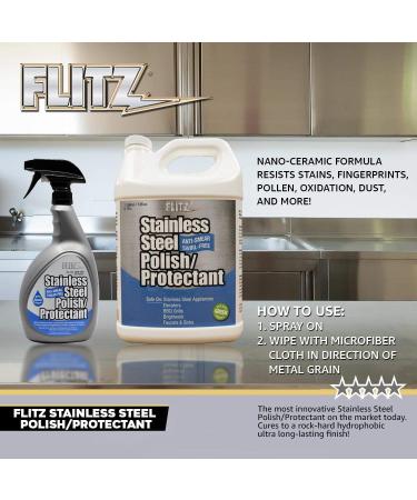 Flitz Stainless Steel Polish - Streak-Free Cleaner for Appliances - 32 oz | Protects Against Fingerprints - Best International Shipping - Buy Online on GoSupps.com