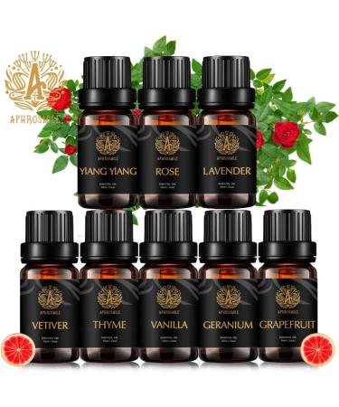 100% Pure Rose Essential Oil Set for Diffuser Aromatherapy Lavender Essential Oil Kit for Humidifier 8x10ml Therapeutic Grade Vanilla Vetiver Ylang Ylang Grapefruit Geranium Thyme Essential Oils - Buy Online on GoSupps.com