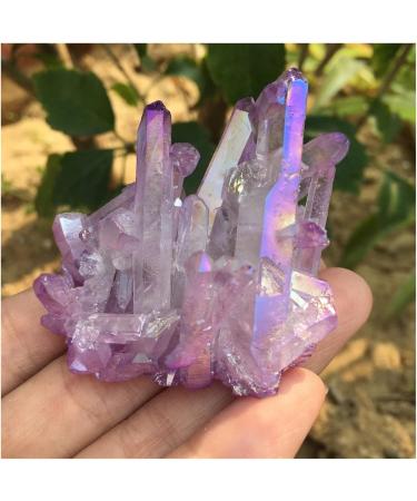 Crystal Hole Crystals 1pc 40g-46g Beautiful Purple Flame Aura Quartz Crystal Cluster Specimen Crystal Hole - Buy Online on GoSupps.com