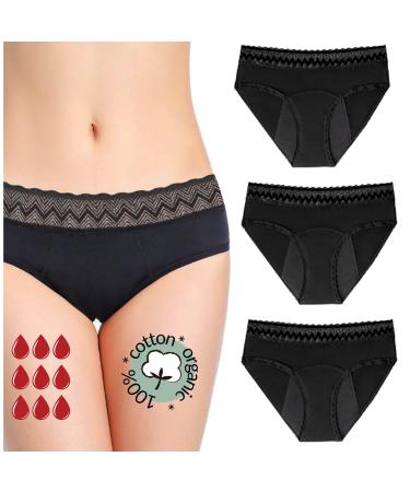 Noblood period underwear 2-3 tampons - washable - cotton - ecologically - menstruation - underwear for the period - periode briefs - absorbing - girls - XXS / 3XL Yun -Pack S