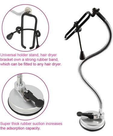 360 Degree Freely Rotation Hair Dryer Wall Holder Hands Hair Blower Stand Suction Cup - Buy Online on GoSupps.com