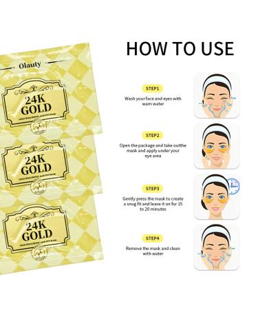 24K Golden Glow Under Eye Patches - Collagen Eye Masks for Dark Circles & Puffiness | 30 Pairs | Reduces Wrinkles & Refreshes Skin - Buy Online on GoSupps.com