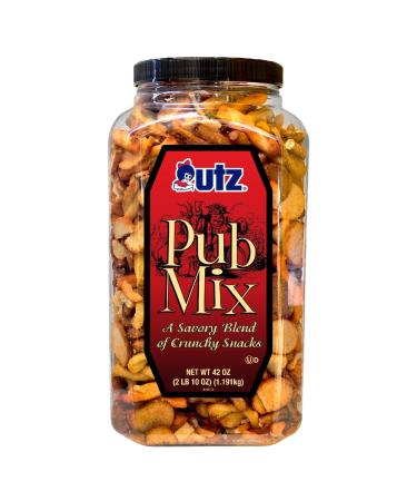 Utz Pub Mix, 42 Oz. Barrel, Savory Snack Mix with a Blend of Crunchy Flavors for a Tasty Party Snack, Resealable Container, Trans-Fat Free and Kosher Certified 2.5 Pound (Pack of 1)