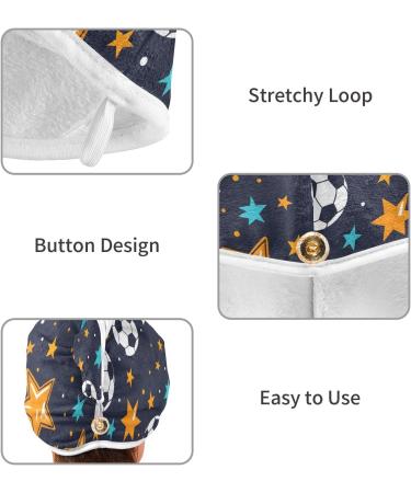 Ball and Star Hair Towel 2 Pack - Super Absorbent Quick Dry Hair Turbans for Women & Girls | Convenient Button Twisty Wrap - Buy Online on GoSupps.com