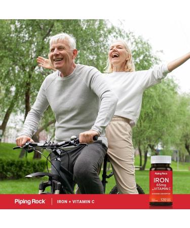 Piping Rock Iron Supplement 65 mg with Vitamin C | 120 Tablets | Advanced Absorption | Vegetarian Non-GMO and Gluten Free - Buy Online on GoSupps.com