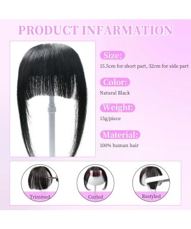 Real Human Hair Bangs Clip in Fringe Extension | Thick Unprocessed 1b# Black Color - Buy Online on GoSupps.com
