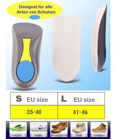 Plantar Fasciitis Arch Support Insoles for Men & Women | Heel Pain Relief Shock Absorbers EU 41-46 - Black - Buy Online on GoSupps.com