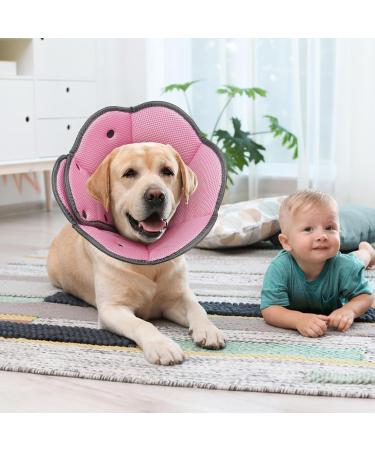 Soft Dog Cone - Icoii Sore Crane Collar for Spayed/Neutered Dogs | Leak Protection & Comfort for Large Breeds like Pitbulls Beagles Bulldogs - Pink L - Buy Online on GoSupps.com