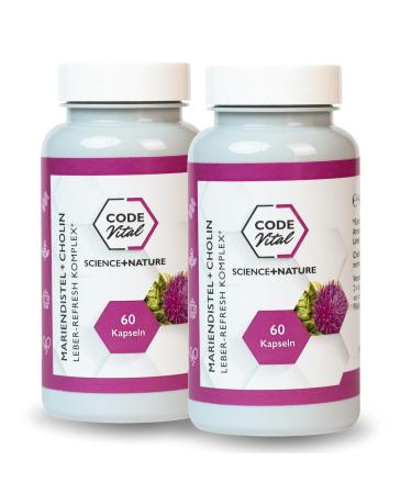 Code Vital Mary thistle capsules with cholin i pow Pack for the liver i liver capsules with natural artichoke extract & dandelion extract |2 packs | 120 capsules 120 pieces (2 pack)