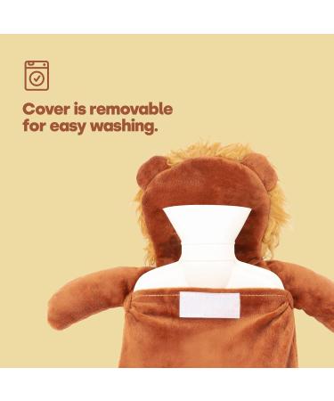 LIVIVO Large Lion Hot Water Bottle with Soft Microfiber Fleece Cover - 1L Capacity for Quick Heat and Pain Relief - Buy Online on GoSupps.com