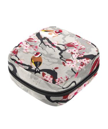 Branch of blooming cherry pattern sanitary napkins storage bagsurable period bag for women teen girls girls menstrual cup bags