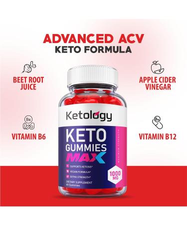 [3 Pack] Ketology Keto Gummies - Max Strength Vegan ACV Apple Cider Vinegar Vitamin B12 - Advanced Weight Loss Formula with Shark Tank Endorsement (180 Gummies) - Buy Online on GoSupps.com
