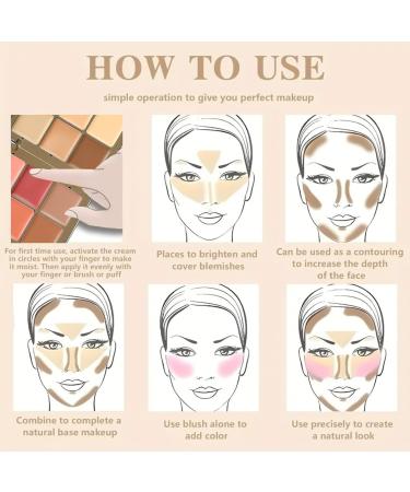 Contour & Blush Palette - Set of 12 cream concealers smooth and blendable face makeup sheer shades for cheeks | For beginners Professional Highlighters - Buy Online on GoSupps.com