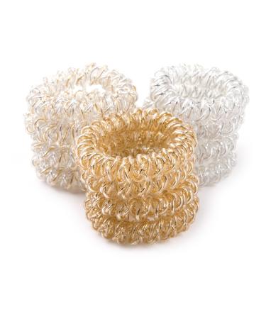 Metallic color Spiral Hair Ties No crease Curly hair scrunchies Phone Cord Traceless Hair Rubber Bands Suitable for All Hair Types  3 clolrs 12pcs (Multi-colored)   big Multi-colored