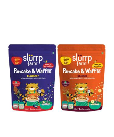 Slurrp Farm Millet Pancake Mix Combo Blueberry & Classic | No White Flour, Wheat & Refined White Sugar | Supergrain Millets Rich in Nutrients | 10.5Oz (Pack of 2) Blueberry 10.5 Ounces