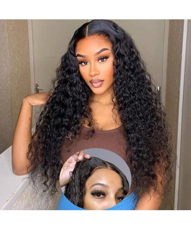 Alionly Wear and Go Glueless Wig Human Hair Pre Plucked Water Wave Lace Front Wigs Human Hair 4x4 Closure Wigs for Black Women Human Hair Upgrade Pre Cut HD Transparent Lace Wig 180 Density 18inch 18 Inch Glueless 4x4 Cl...