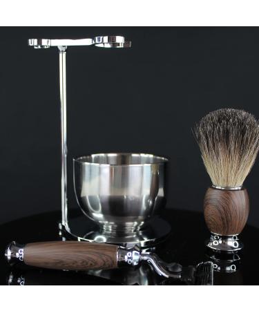 Vintage Shaving Set for Men | Complete Old Style Razor Brush & Stainless Steel Holder - Buy Online on GoSupps.com