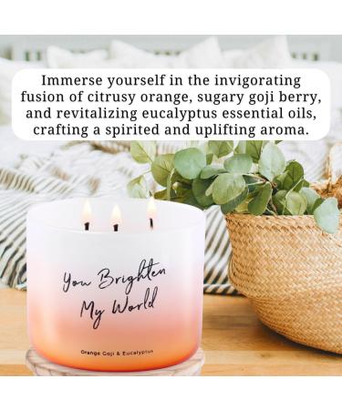 Orange Goji Eucalyptus Candle - 3 Wick Aromatherapy Stress Relief - Uplifting Scented Candle with Grapefruit & Berry - 15.8 oz Natural Soy Candle for Home - Perfect Gift for Women & Men - Buy Online on GoSupps.com