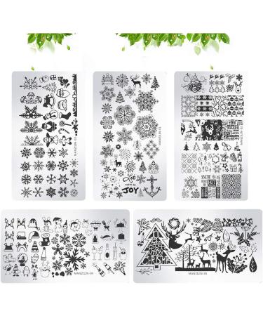 Christmas Snowflake Deer Nail Stencils - 5pcs Stainless Steel | Perfect for Holiday Nail Art - Buy Online on GoSupps.com