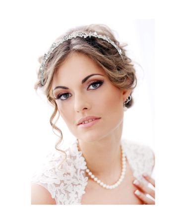 Pangda Rhinestone Bridal Headband - Wedding Flower Girl Tiara with Pearl Diamond Crown - Buy Online on GoSupps.com