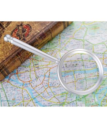 Magnifying Glass 20X Elderly Reading HD Student High Magnification Portable Hand-held Magnifying Mirror Large Diameter Household Reading A Newspaper Warm as Ever Silver Large - Buy Online on GoSupps.com