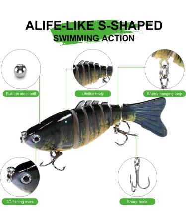 6Pcs Multi-Jointed Fishing Lures for Bass Trout - Topwater Hard Baits Kit for Freshwater & Saltwater - Lifelike Swimbaits for Successful Fishing - Buy Online on GoSupps.com