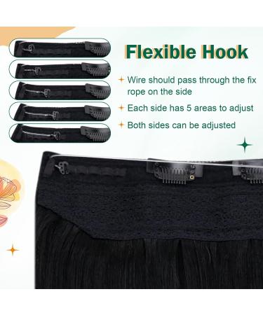 Easyouth Jet Black Invisible Wire Hair Extensions - 16 Inch Human Hair 80g #1 - Buy Online on GoSupps.com