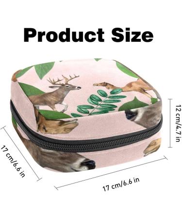 Stylish Menstruation Pad Bag with Zipper - Women's Tampon and Napkin Organizer - Camel Brain Green Leaves on Pink - Buy Online on GoSupps.com