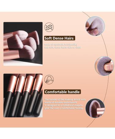 Nestling 14-Part Rose Gold Makeup Brush Set | High-Quality Synthetic Kabuki Brushes for Foundation Face Powder & Eyeshadow | Animal Test-Free - Buy Online on GoSupps.com
