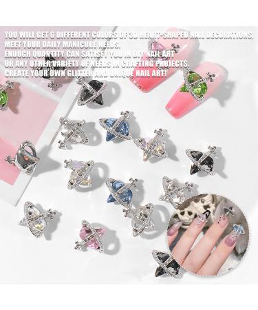 Planet Nail Charms - 30PCS Colorful 3D Heart Saturn Rhinestones for Luxury Nail Art | Alloy Diamond Crystal Gems for Women & Girls DIY Crafts - Buy Online on GoSupps.com