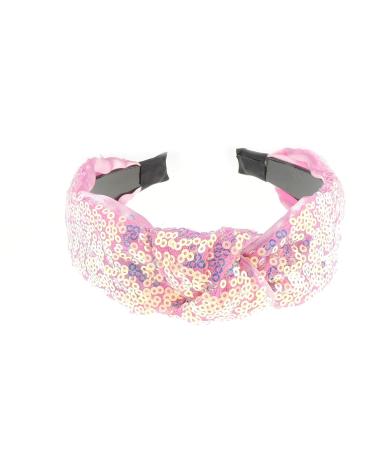 Ladies Sparkly Sequin Covered Evening Party Top Knot Headband Alice Band (Candy Pink)