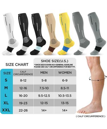 NEENCA Compression Socks 20-30 mmhg for Injury Recovery & Pain Relief - Large Black White - Buy Online on GoSupps.com