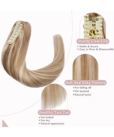 SEGOHAIR Claw Clip Ponytail Hair Extensions Human Hair 14 Inch Ponytail Extension Natural Real Hair Straight Remy Hair Extensions-Medium Golden Brown with Bleach Blonde(115g) 14INCH 12P613Medium Golden Brown with Bleach Blonde - Buy Online on GoSupps.com