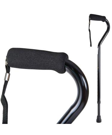 DMI Walking Cane and Walking Stick for Adult Men and Women, FSA Eligible, Lightweight and Adjustable from 33-37 Inches, Supports up to 250 Pounds with Ergonomic Hand Grip and Wrist Strap, Black