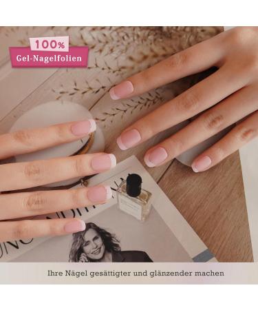 Danni & Toni Ballet Blush Pink French Glitter Gel Nail Films - Self-Adhesive Nail Stickers 28 Pack UV Gel Nail Art Design - Buy Online on GoSupps.com