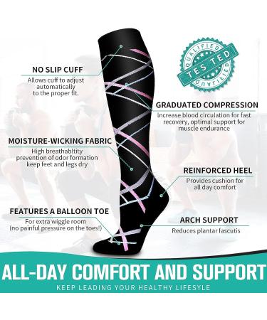 Copper Compression Socks for Women and Men | Medical Grade | Ideal for Running, Athletic, Nurses, and Travel | Large-X-Large Size | 03 Black/Red/Gray Design - Buy Online on GoSupps.com