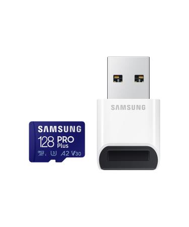 SAMSUNG PRO Plus + Reader 128GB microSDXC Up to 160MB/s UHS-I, U3, A2, V30, Full HD & 4K UHD Memory Card for Android Smartphones, Tablets, Go Pro and DJI Drone (MB-MD128KB/AM) 128GB PRO Plus/Reader