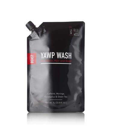 Beast Yawp All-in-1 Wash, Body Hair & Beard Shampoo & Bodywash Refill, Large 1 Liter 33.8 fl oz