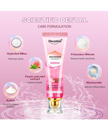 Niacinamide Whitening Toothpaste Effectively Whitens Teeth with Peach & Mint Flavor - Stain Removal Gum Care Fresh Breath 24HR Fluoride-Free Gentle Formula for Sensitive Teeth 1 - Buy Online on GoSupps.com