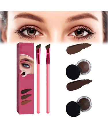 Home Eyebrow Care Kit 4d Laminated 4d laminated brow home-grooming kit 4D Hair Stroke Brow Stamp Brush-Waterproof and Long Lasting Multi-Function Eyebrow Brush (2pcs Dark Brown) 2pcs Dark Brown